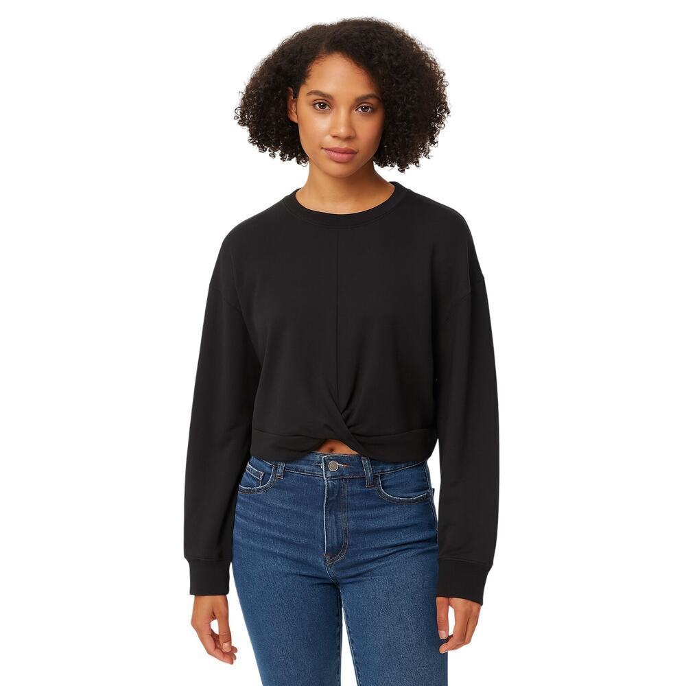 TenTree Black Twisted Front Long Sleeve Crew Neck Cropped Sweatshirt size Large